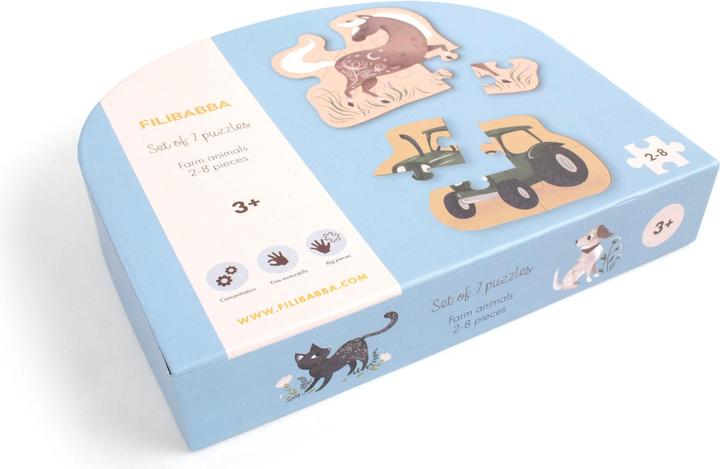 Produktbild Filibabba Set mit 7 Puzzles - Bauernhoftiere (7 Teile)