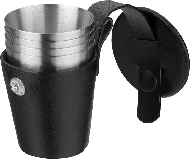 Produktbild WMF Flachmann Set 6tlg mit Schnapsgläser Trichter Manhattan Edelstahl mattiert (200 ml)