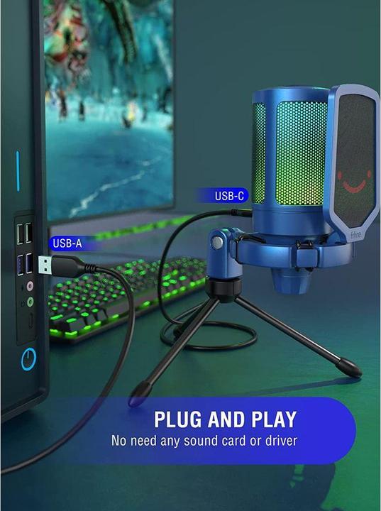Image du produit Fifine A6V USB RGB Gaming Mic bleu