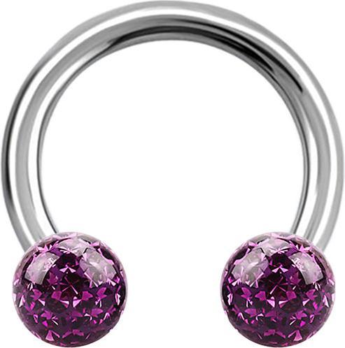 Produktbild Star Piercing Circular Barbell silber mit zwei Kristall Kugeln violett Epoxy Schutzschicht (Chirurgenstahl 316L)