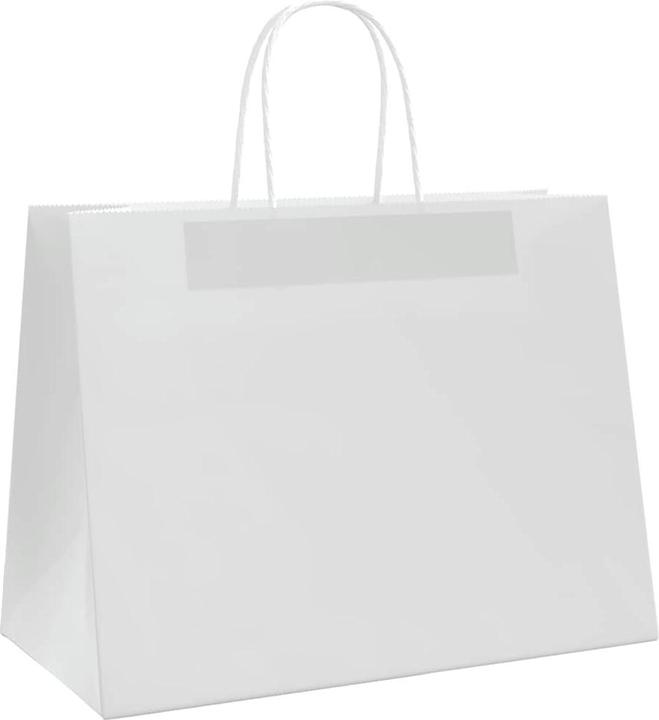 Produktbild VidaXL Kraftpapiertüten 250 Stk. mit Henkel Weiss 32x17x25 cm Papiertüte (Geschenktüte, 250 x)