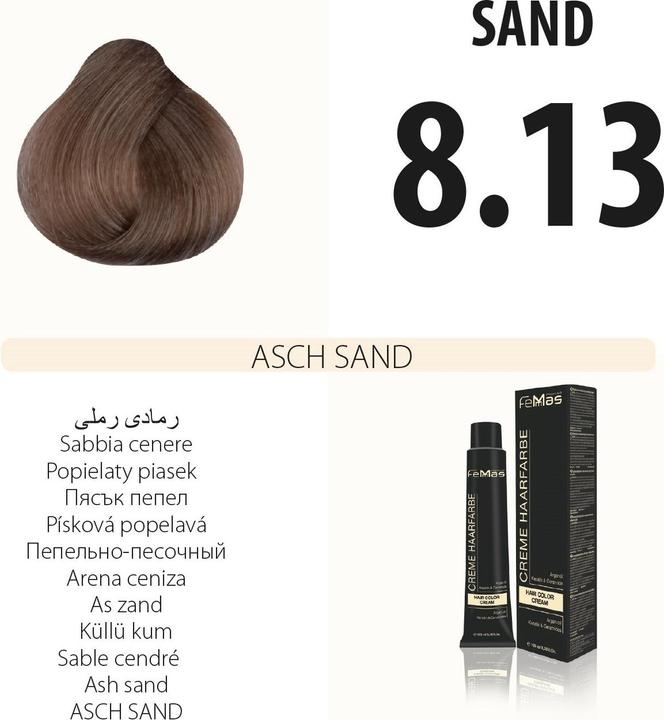 Image du produit FemMas 8.13) Couleur de cheveux Sable cendré 100ml (Sable de Cendre)