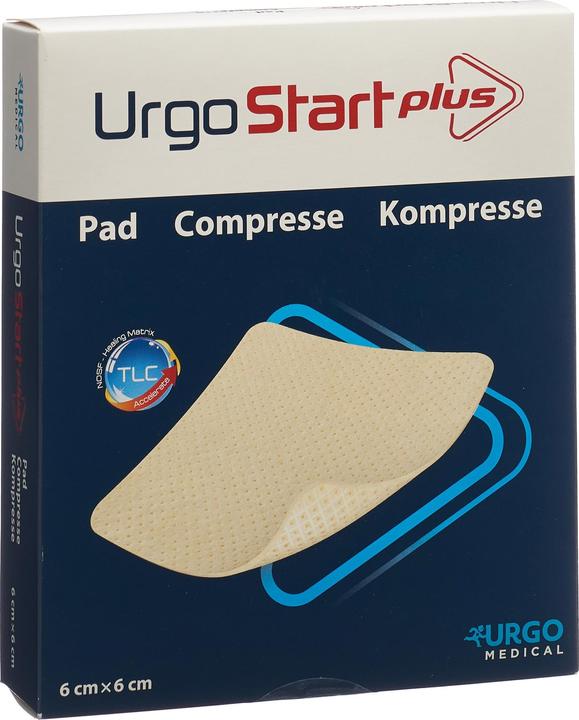 Actual product image Urgo Plus Compress Polyacrylate wound dressing with microadhesive TLC-NOSF wound healing matrix. (669.93 ml)
