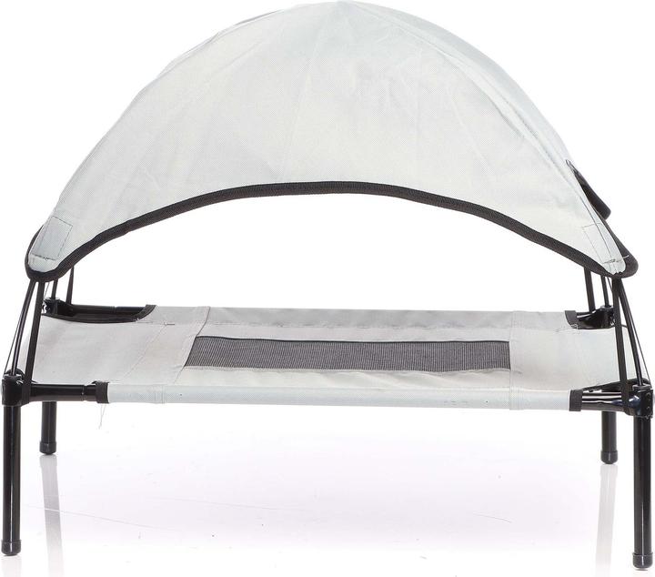 Produktbild Wiltec Hundebett mit Dach Grau 76x60x16cm bis 25kg Outdoor Hundeliege Sonnendach (Hund)