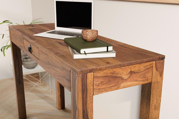 Actual product image FineBuy Desk Office desk 118 cm sheesham solid wood laptop table drawer (118 x 40 x 70 cm)