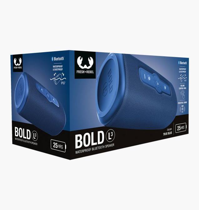 Produktbild Fresh'N Rebel Fresh 'n Rebel Bold L3 - Waterdichte Bluetooth speaker draadloos - 25 uur batterij - True Blue (0) (25 h, Stromversorgung über USB)