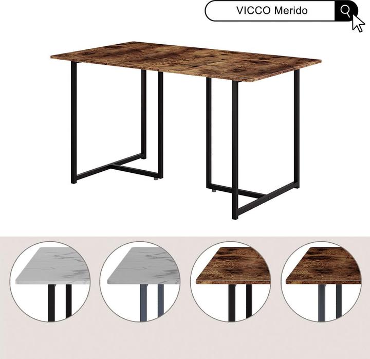 Produktbild Vichy Esstisch Merido, Eiche rustikal/Schwarz, 140 x 80 cm (140 x 75 x 80 cm)