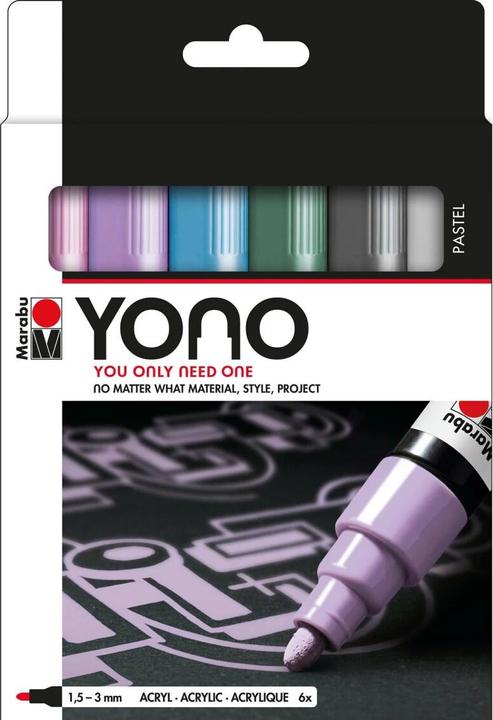 Image du produit Marabu Marqueur acrylique Yono (Multicolore, Vert, Bleu, Violet, Gris, 3 mm, 6 x)