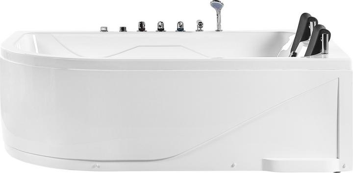 Image du produit Beliani Baignoire à hydromassage blanche modèle d'angle avec LED 180 x 120 cm à gauche CALAMA (437 l, 180 cm, 120 cm)