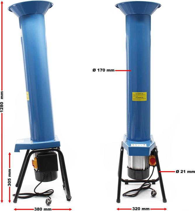 Produktbild Wiltec Obsthäcksler 1100W 1,5PS 2800U/min 1000kg/h Stahl Obstmühle Kernobst