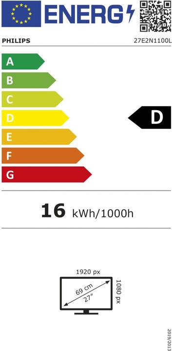 Energie-Label Philips 68,5cm (27,0") 27E2N1100L 16:09 HDMI+D-Sub black (1920 x 1080 Pixel, 27")