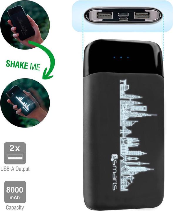 Actual product image 4smarts Powerbank VoltHub Travel 8000 mAh black (8000 mAh, 10 W, 29.60 Wh)