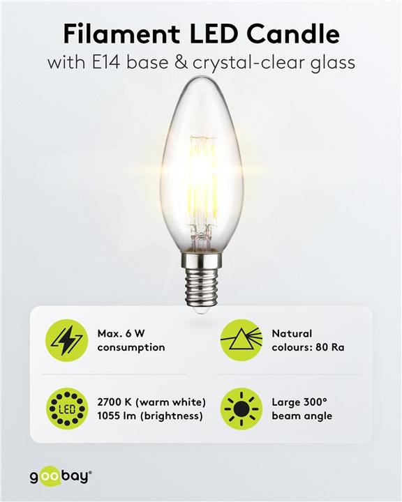 Produktbild Goobay Filament-LED-Kerze (E14, 6 W, 1055 lm, 1 x, C)