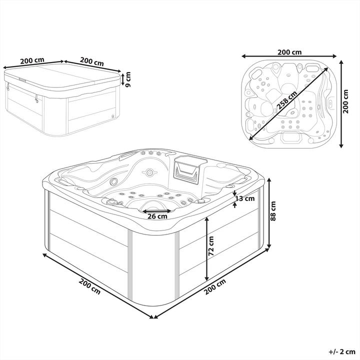Produktbild Beliani Whirlpool Outdoor weiss mit LED quadratisch 200 x 200 cm LASTARRIA (5 Pers.)
