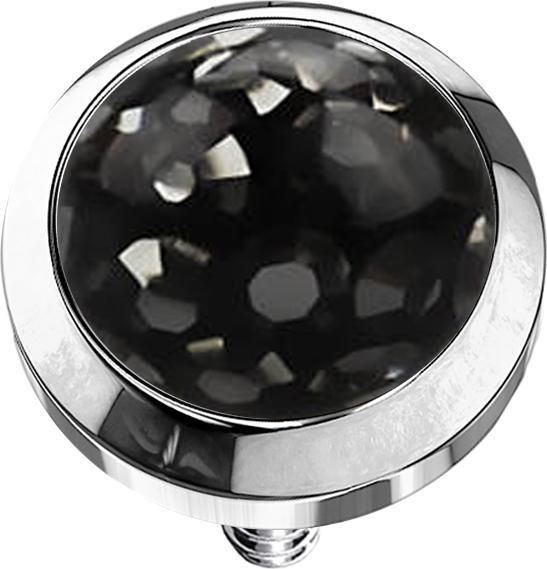 Star Piercing Dermal Anchor Kristall Kuppel schwarz Epoxy Schutzschicht (ohne Messing, Chirurgenstahl 316L)