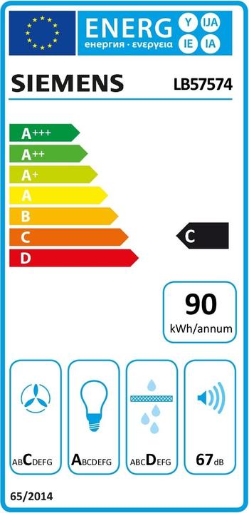 Label énergétique Siemens Lb57574 (Hotte à tiroir)