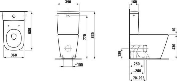 Actual product image Laufen Meda floor-standing WC combination, rimless, silent flush, 360x680mm, deep flush