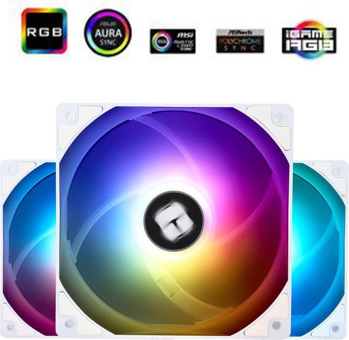 Immagine prodotto Thermalright TL-C12CW-S ARGB - Bianco (confezione da 3) - Cabinet køler - 120 mm - Hvid med RGB - 26 dBA (120 mm, 3 x)