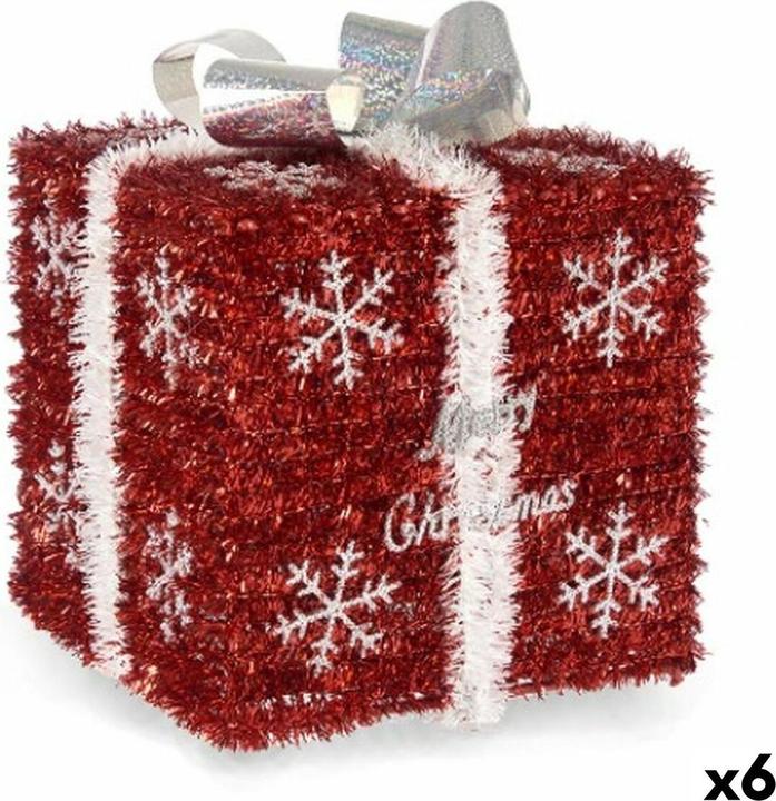 Actual product image Krist+ Geschenkbox Weiss Rot Silberfarben Polypropylen PET 20 x 23 x 20 cm (6 Stück) (Gift box, 6 x)