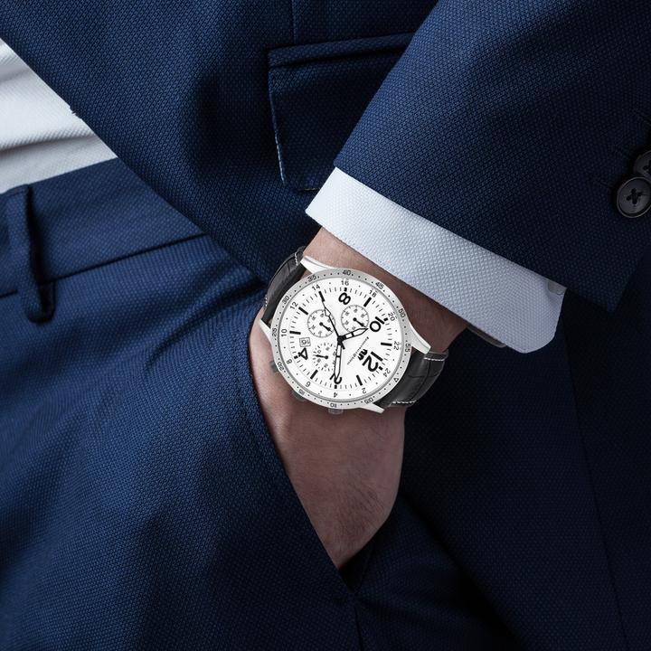 Produktbild Herren Chronograph Flight Captain Echtleder Schwarz - 34122 (Chronograph, 43.80 mm)