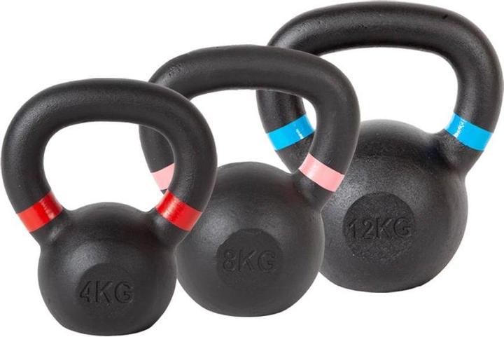Fitcom Set de kettlebell CastIron (1 x 4 kg, 1 x 8 kg, 1 x 12 kg)