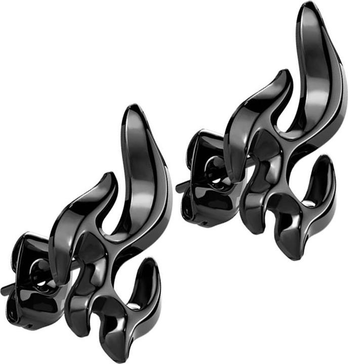 Produktbild Star Piercing Ohrstecker schwarz Flamme (Messing, Chirurgenstahl 316L)