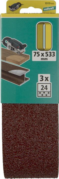 Actual product image wolfcraft wolfcraft 3 thread sanding belts corundum K60 75x533 (60)
