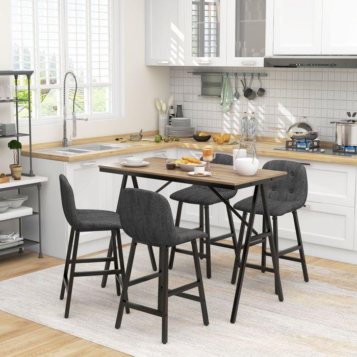 Produktbild Swisshandel24 Bartisch mit Barhocker Set, 5-teilig Essgruppe, Küchentisch, Bartisch Set, Braun (120 x 60 x 91 cm)