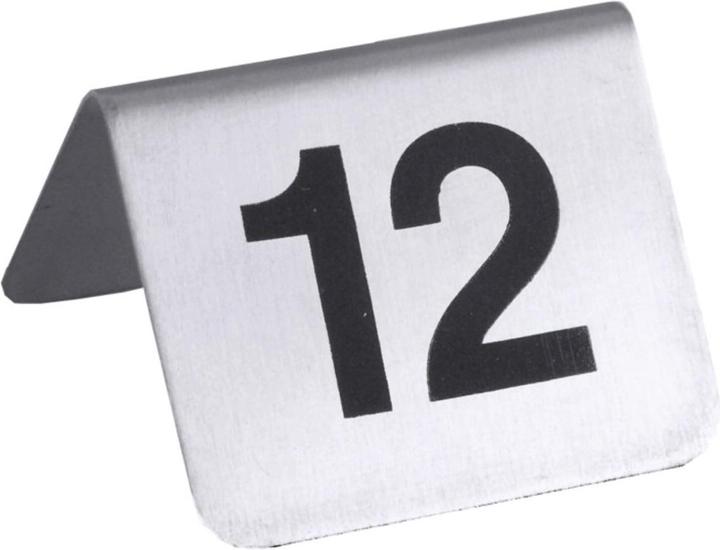 Contacto Table number plates 13-24 with black screen printing