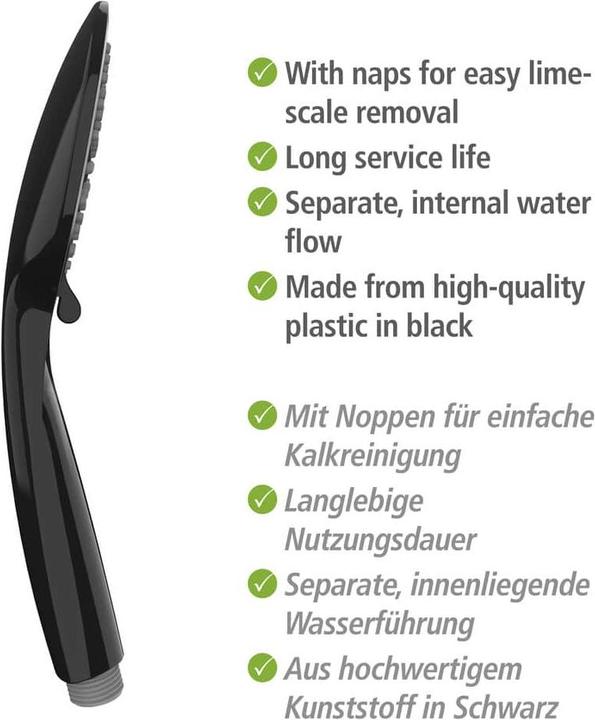 Produktbild Wenko Brauseset Young Line schwarz (5 Strahlarten, 10 l/min)