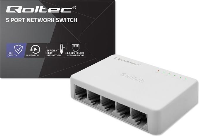 Immagine prodotto Qoltec Netzwerk Switch 5xRJ45 Port 1000Mbps LAN (5 Porti)