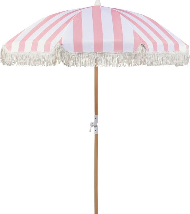 Beliani Parasol ⌀ 150 cm pink / white with valance MONDELLO (1.50 m)