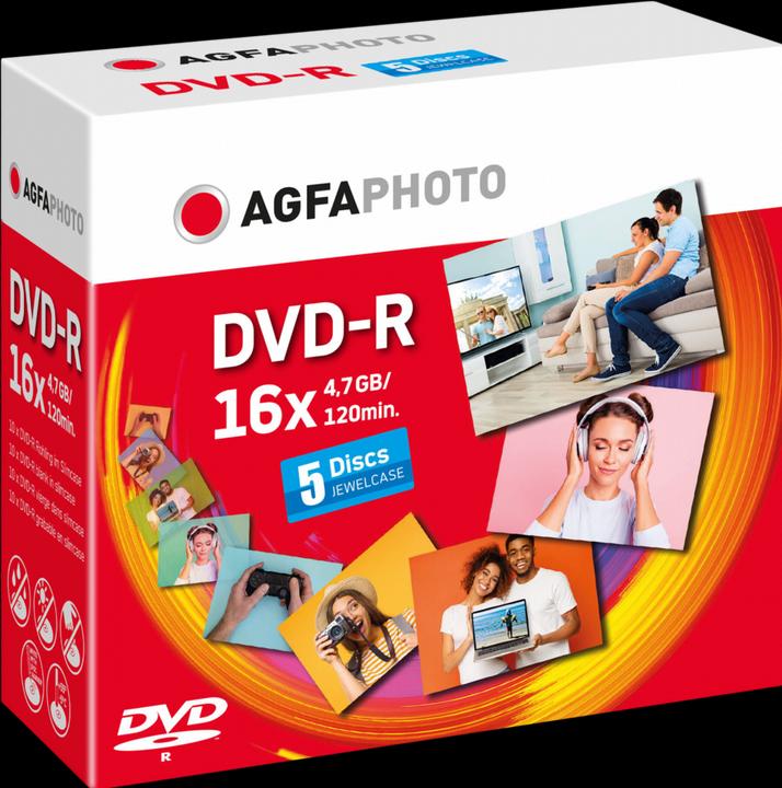 Image du produit AGFAPHOTO 1x5 DVD-R 4,7GB 16x vitesse, Jewel Case (5 x)
