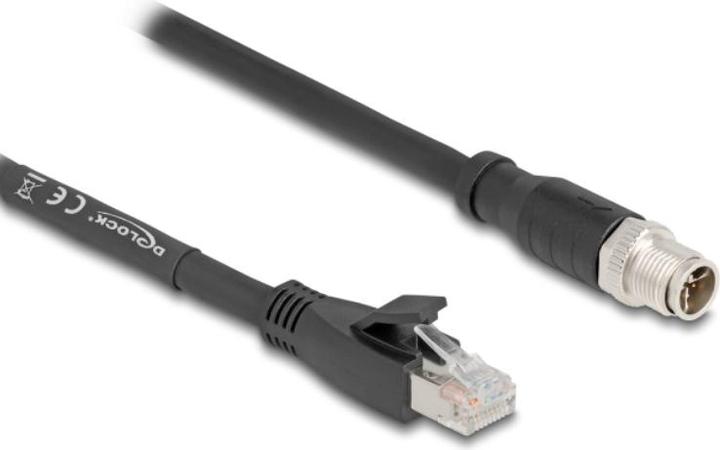 Produktbild Delock M12 Kabel X-kodiert 8 Pin Stecker zu RJ45 Stecker Cat (S/FTP, CAT5e, 5 m)
