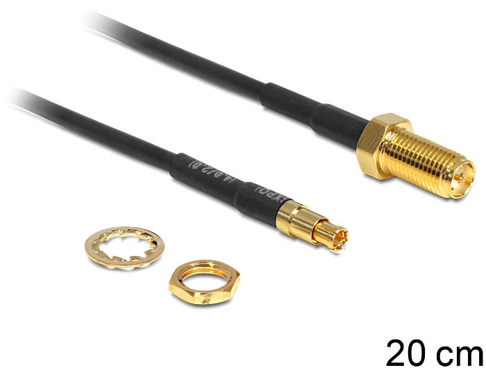 Produktbild Delock Adapter RP-SMA Buchse zum Einbau > TS-9 Stecker (0.29 dB, Antennenkabel)