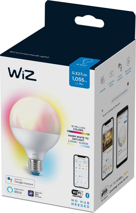 Produktbild WiZ Lampe 75W E27 Globeform (E27, 11 W, 1055 lm, 1 x, F)