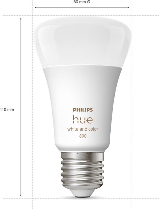 Produktbild Philips Hue White & Color Ambiance BT (E27, 6.50 W, 806 lm, 4 x, F)