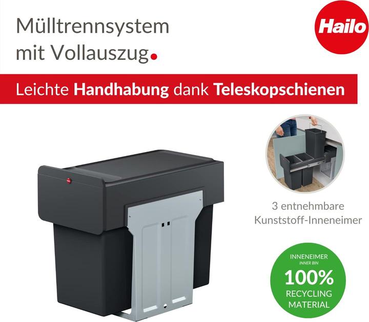 Actual product image Hailo EcoLine Design Trio L built-in system (3x 10l) (30 l)