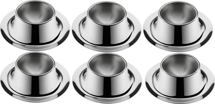 WMF Eierbecher mit Ablage Eierhalter 6 Stück stapelbar Edelstahl poliert (6 x)