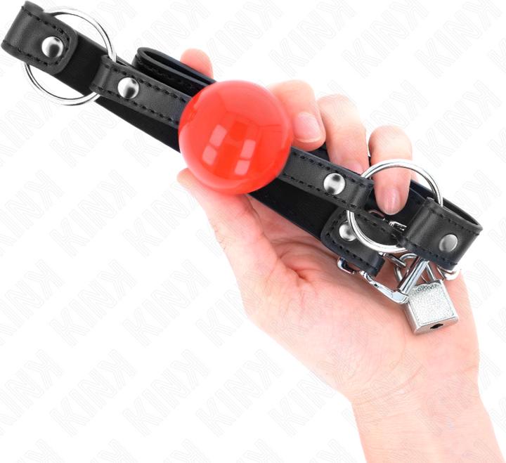 Produktbild Kink Ball 4 cm Knebel Mit Schloss Roter Ball Schwarzer Gurt 60 x 2 cm
