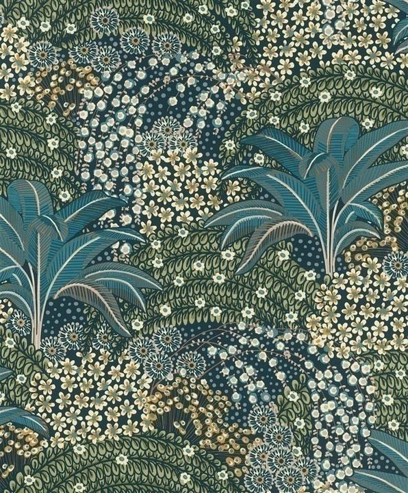 Productafbeelding Rasch Vliesbehang 464900 Salsa Bloemen blauw groen