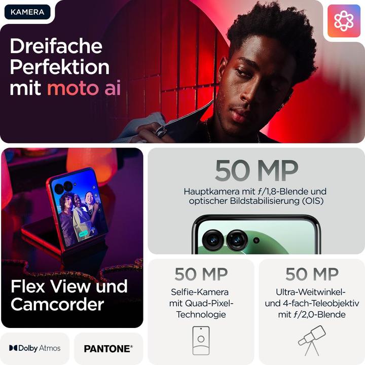 Immagine prodotto Motorola Razr 60 Ultra (512 GB, Pantone Scarabeo, 6.96", SIM + eSIM, 50 Mpx, 5G)