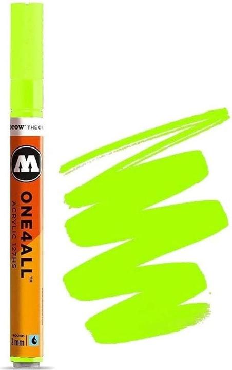 Molotow Permanent marker One4All 127 HS refillable 2mm neon green fluorecent (neon green fluorescent, 2 mm, 1 x)