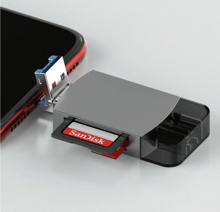 Produktbild PowerGuard 6-in-1 OTG Cardreader Adapter (USB Typ C, USB-A, Lightning, SD Karte)