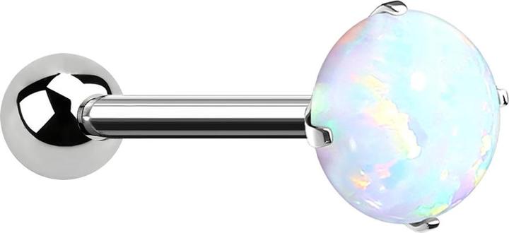 Actual product image Star Piercing Micro Threadless Barbell silver with ball and opal set in white (without brass)