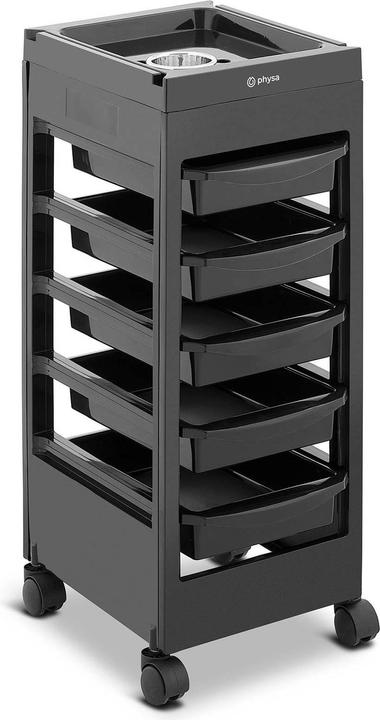 Produktbild Physa Rollbarer Friseurtrolley Friseurwagen Kosmetikwagen 5 Schubladen 10 kg schwarz