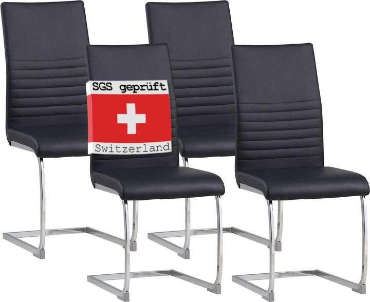 Produktbild Albatros International ALBATROS Freischwinger Stuhl BURANO 4er Set, Schwarz - Esszimmerstuhl Schwingstuhl mit Modernem Desi