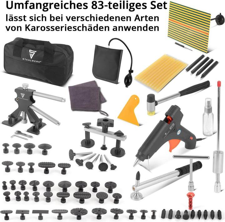 Image du produit Stahlwerk Kit de débosselage 83 pièces pour réparation de voiture smart