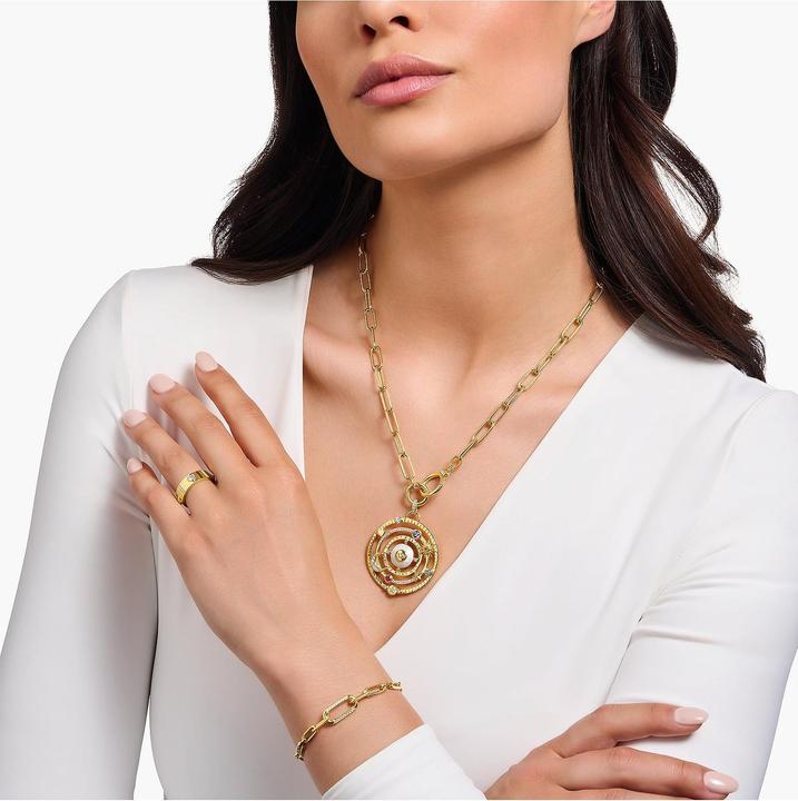 Immagine prodotto Thomas Sabo Ciondolo emisfero con pietre colorate a forma di occhio placcato oro (Argento 925, Smalto/argento, Smalto)