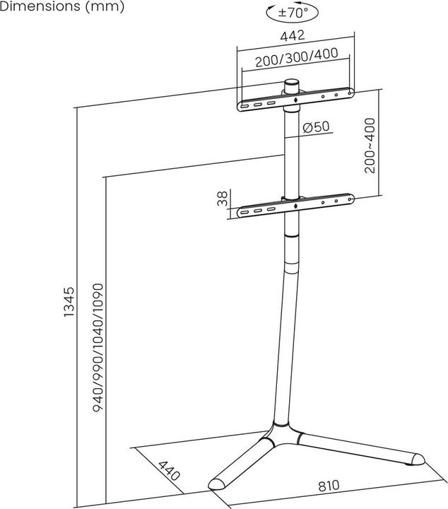 Produktbild Maclean Bodenhalterung für TV 32-70 max. VESA 400x400 max. 40kg MC-494 (70", 40 kg)